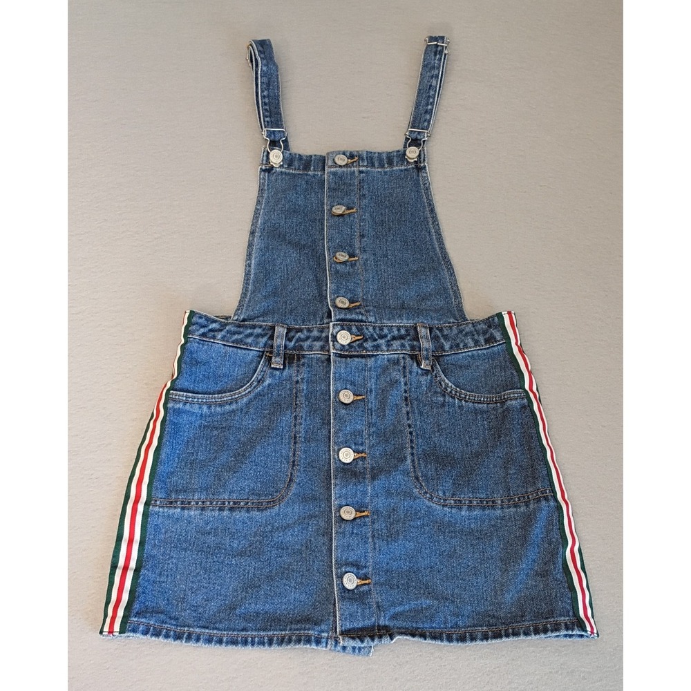 PacSun Womens Med Wash Denim Button‎ Front Overall Mini Dress Size Small